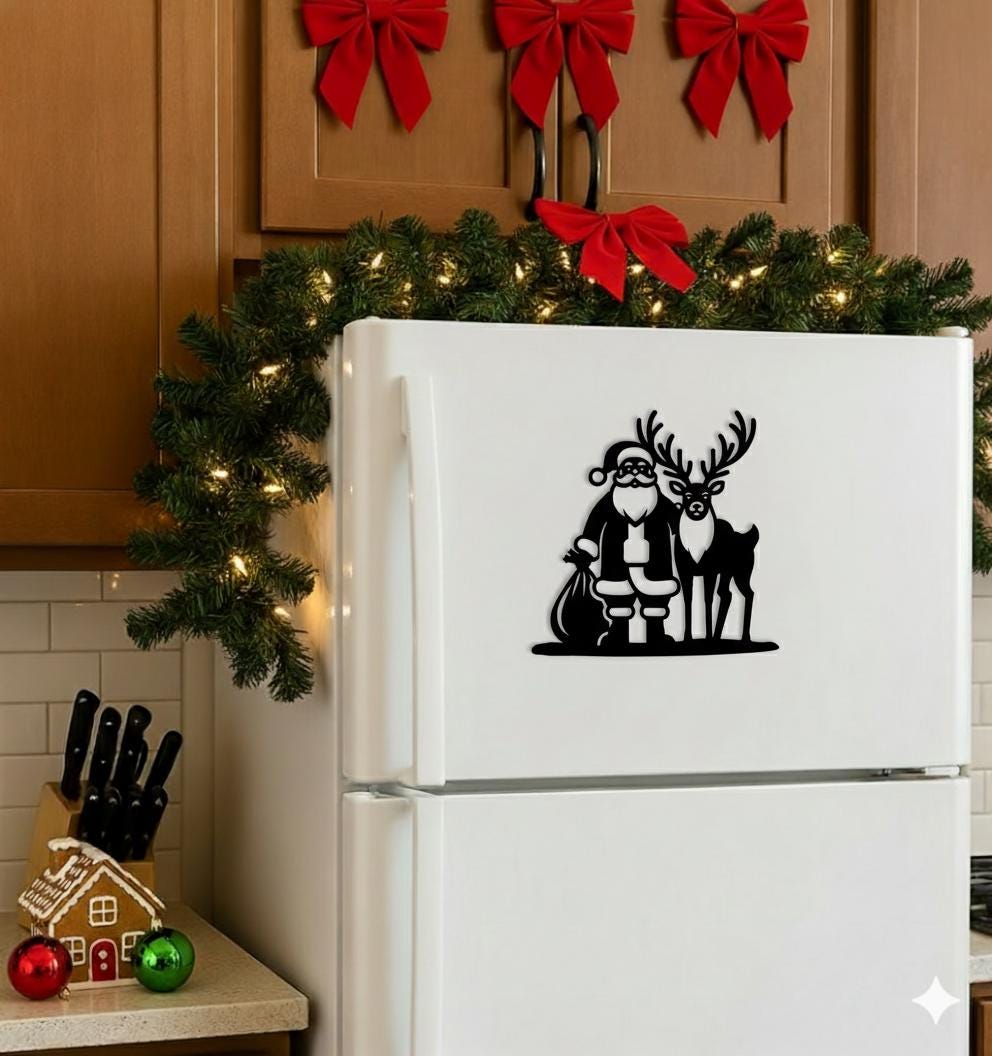 Santa and Rudolph Fridge Magnet